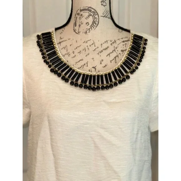 Kate Spade Gail Sheath Dress Cream Linen Blend Embellished Beads Pockets Lined 6 - Picture 10 of 14